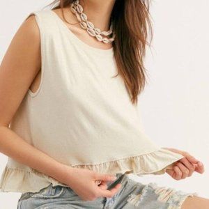 NWOT Free People We the Free Chartreuse Ellie Rose Ruffle Tank
